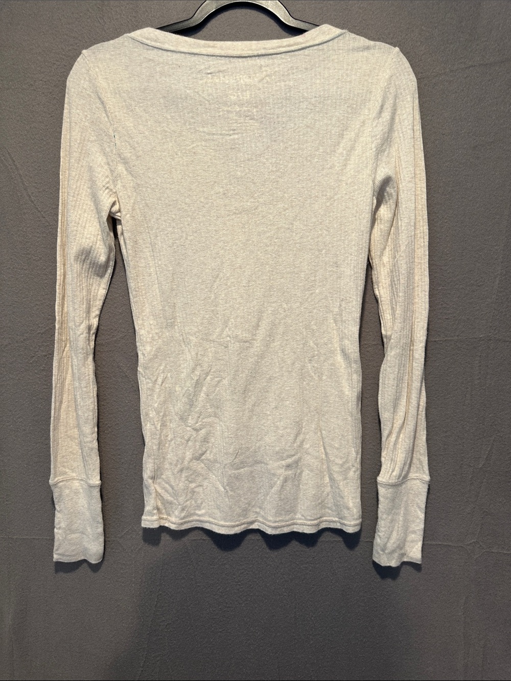 Aeropostale White Long Sleeve Henley with Teal Logo Script - Picture 3 of 3